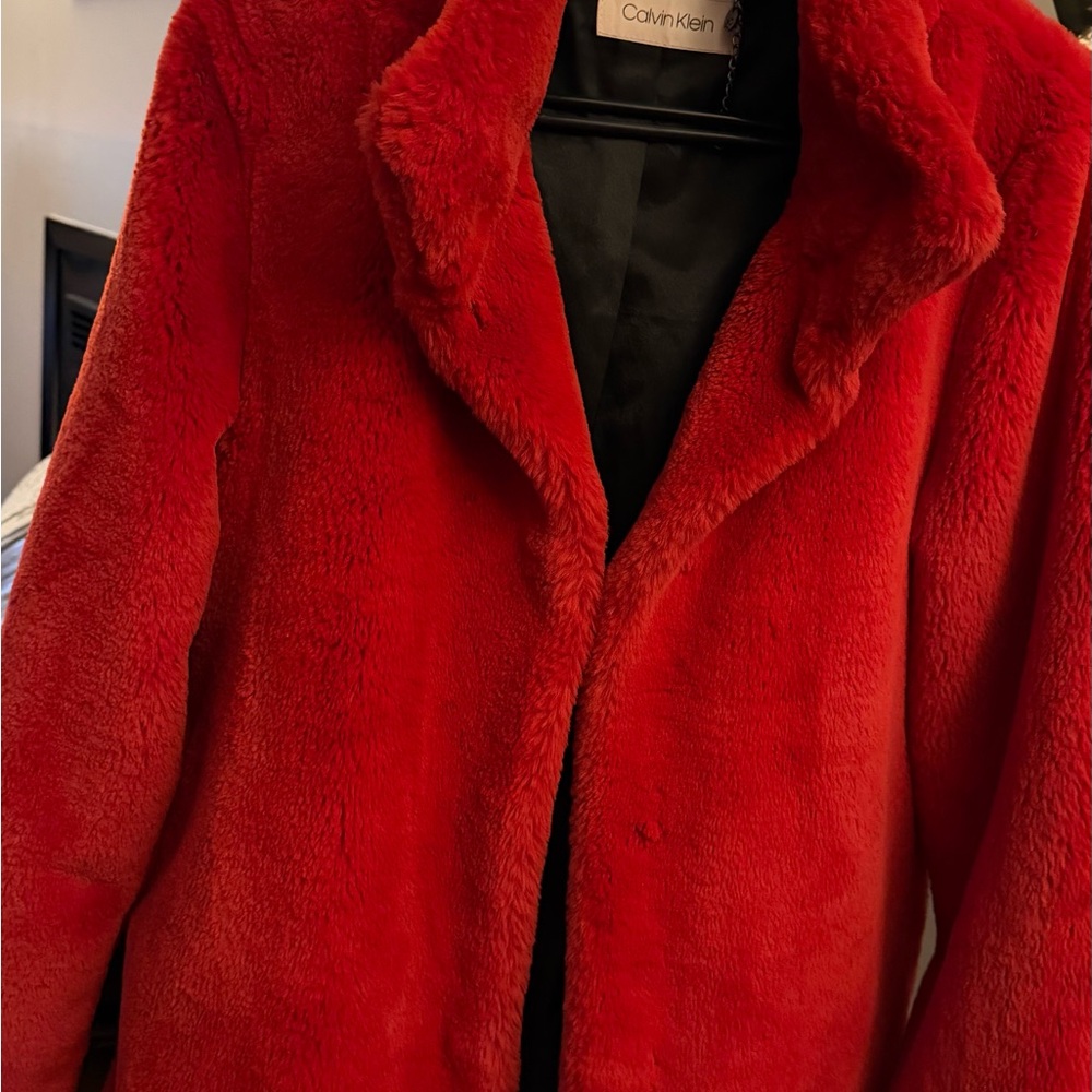 Calvin Klein Vibrant Red Teddy Jacket